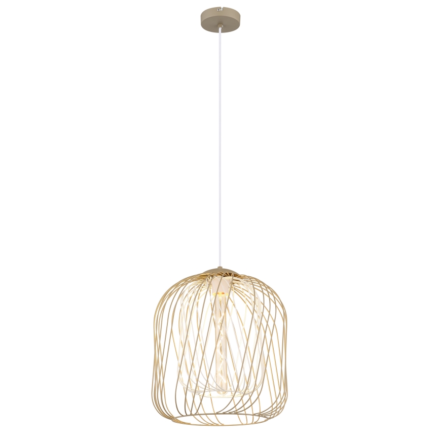 Globo - Hängeleuchte mit Kabel 1xE27/40W/230V Ø 35 cm beige/weiß