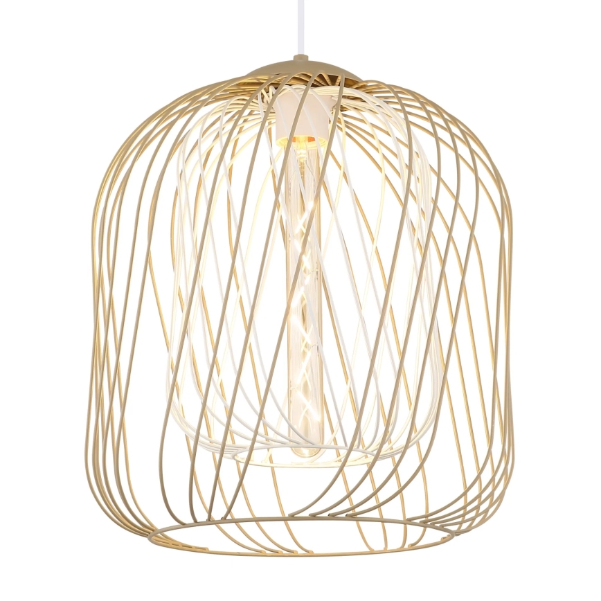 Globo - Hängeleuchte mit Kabel 1xE27/40W/230V Ø 35 cm beige/weiß