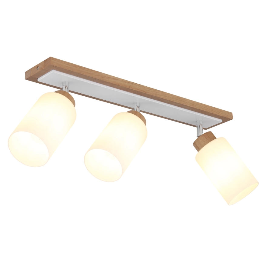 Globo - Faretto 3xE27/60W/230V rovere/bianco