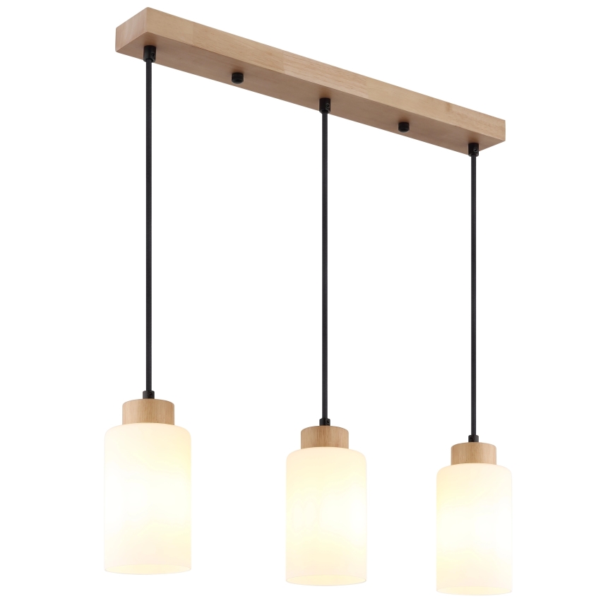 Globo - Pendelleuchte an Kabel 3xE27/60W/230V Eiche/Weiß