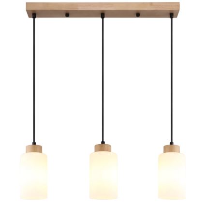 Globo - Pendelleuchte an Kabel 3xE27/60W/230V Eiche/Weiß