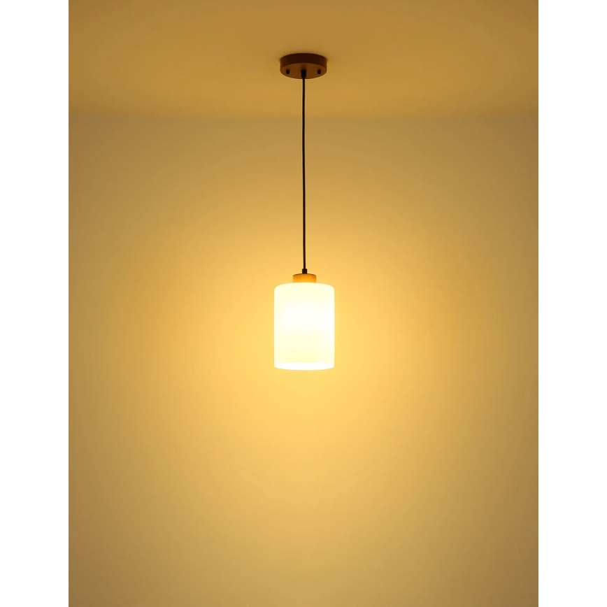 Globo - Pendelleuchte mit Kabel 1xE27/60W/230V Eiche/Weiß