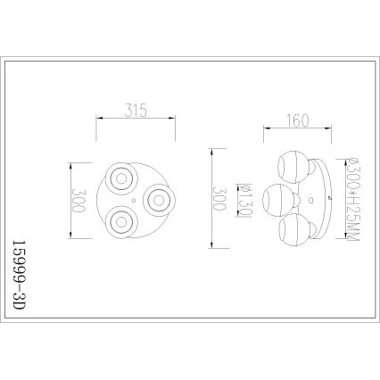 Globo - Deckenleuchte 3xE27/60W/230V, Durchmesser 31,5 cm