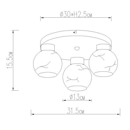 Globo - Plafonnier 3xE27/60W/230V, diamètre 31,5 cm