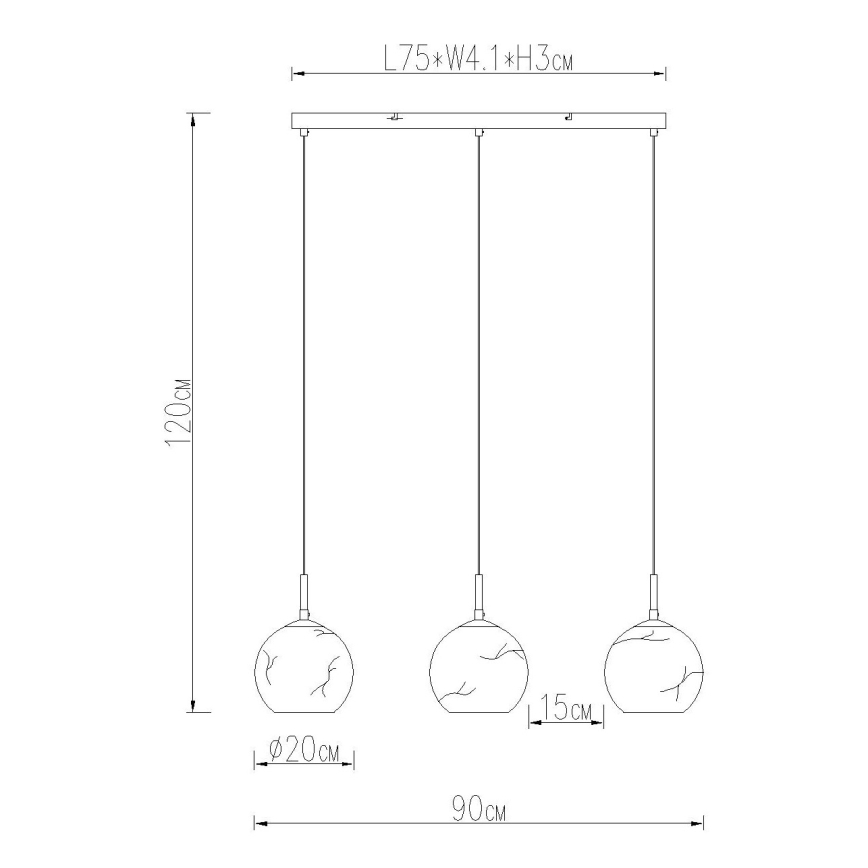 Globo - Suspension sur câble 3xE27/60W/230V