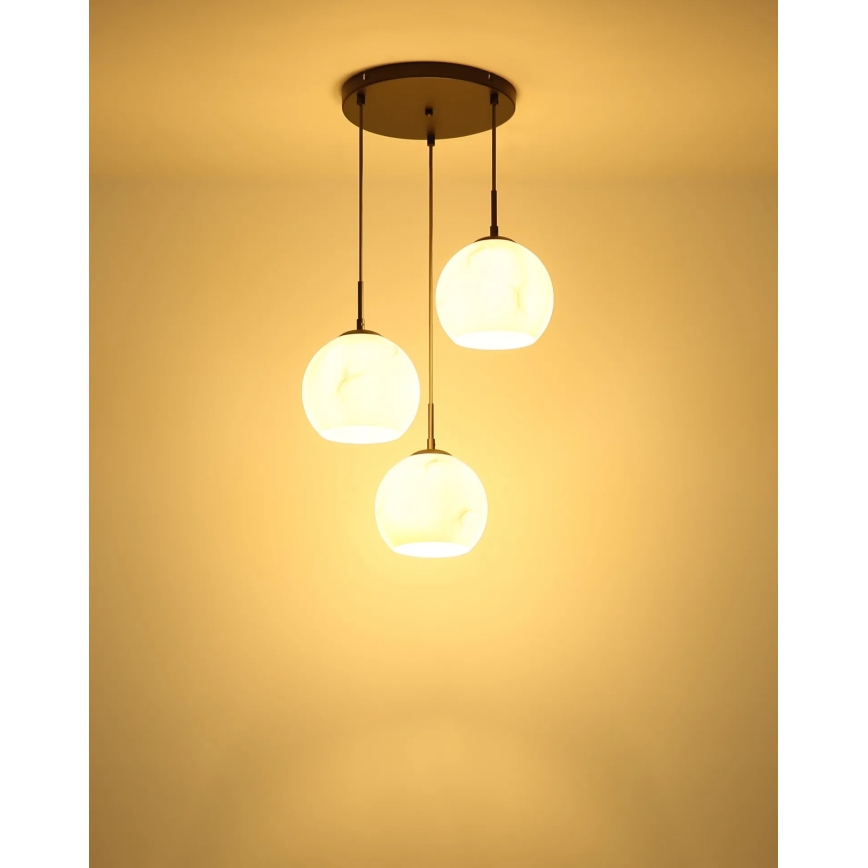 Globo - Pendelleuchte mit Kabelaufhängung, 3x E27/60W/230V, Ø 42,5 cm