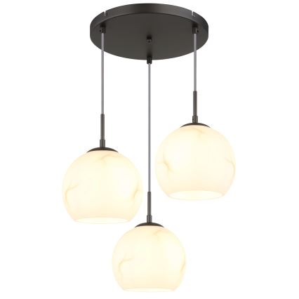 Globo - Pendelleuchte mit Kabelaufhängung, 3x E27/60W/230V, Ø 42,5 cm