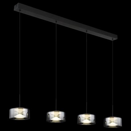 Globo - Lampadario LED a sospensione con cavo LED/24W/230V nero/fumé