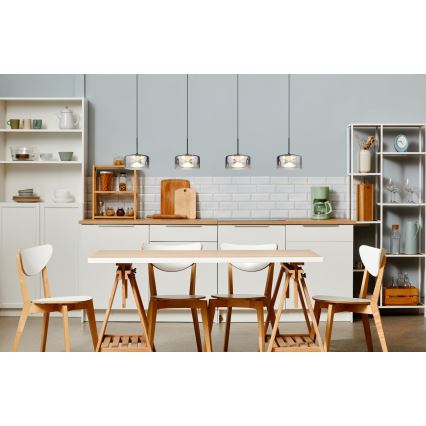 Globo - Suspension sur câble LED/24W/230V noir/fumé