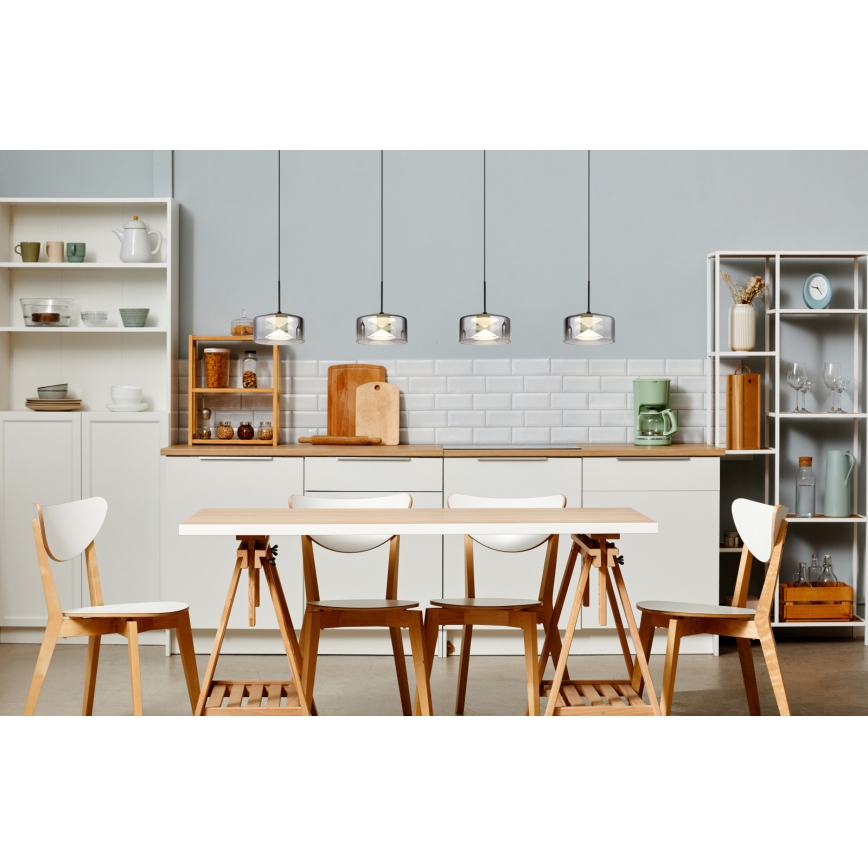 Globo - Suspension sur câble LED/24W/230V noir/fumé