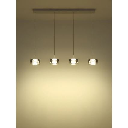 Globo - LED-Pendelleuchte mit Stahlseil LED/24W/230V weiß/rauchgrau