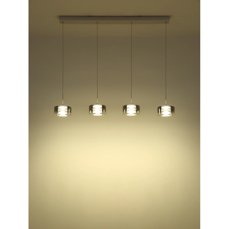 Globo - LED-Pendelleuchte mit Stahlseil LED/24W/230V weiß/rauchgrau