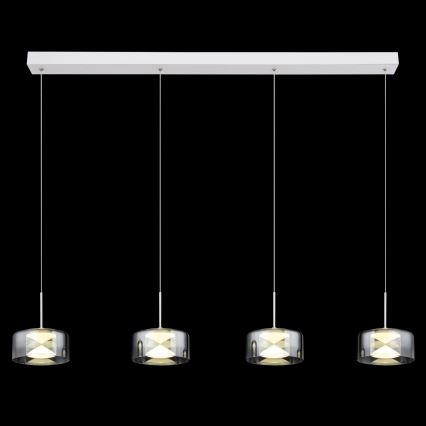 Globo - LED-Pendelleuchte mit Stahlseil LED/24W/230V weiß/rauchgrau