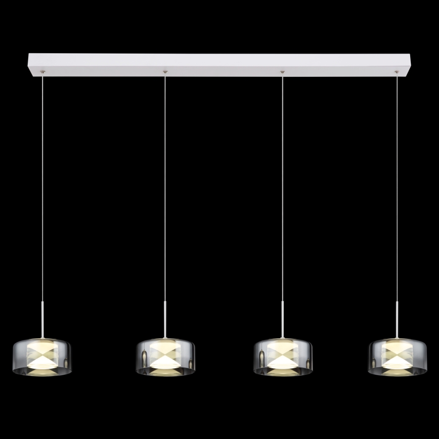 Globo - LED-Pendelleuchte mit Stahlseil LED/24W/230V weiß/rauchgrau