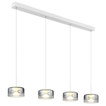 Globo - LED-Pendelleuchte mit Stahlseil LED/24W/230V weiß/rauchgrau