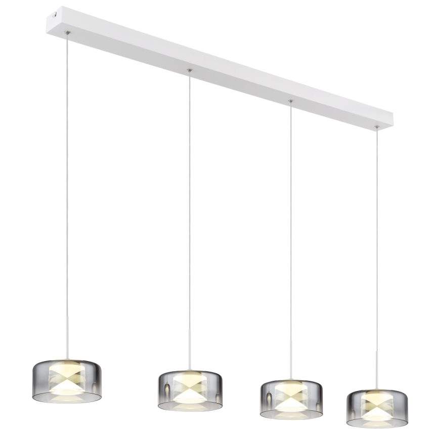 Globo - LED-Pendelleuchte mit Stahlseil LED/24W/230V weiß/rauchgrau