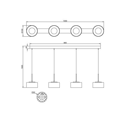 Globo - LED-Pendelleuchte mit Stahlseil LED/24W/230V weiß/rauchgrau