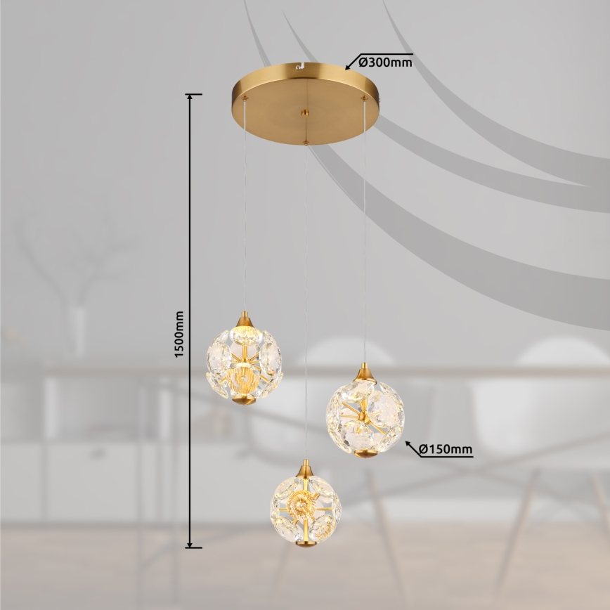 Globo - LED Pendelleuchte an Kabel LED/24W/230V 3000K gold