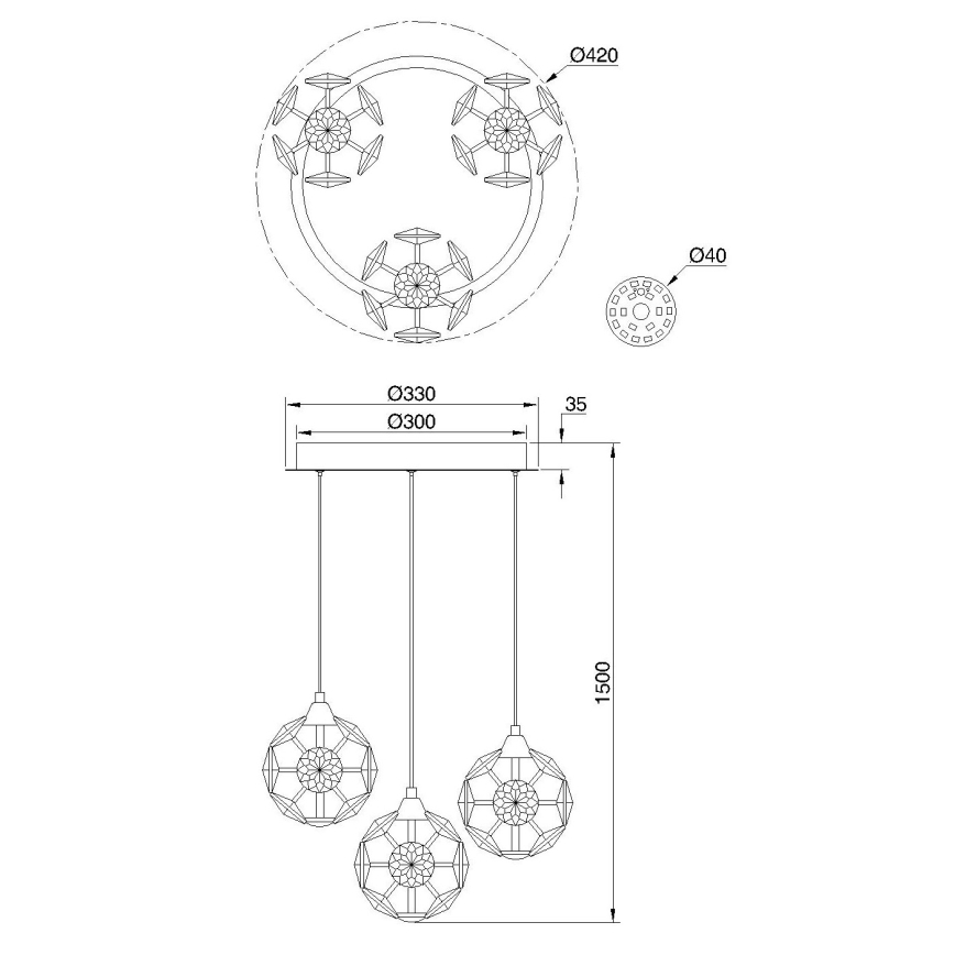 Globo - Suspension sur câble LED/24W/230V