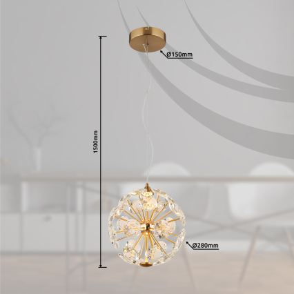 Globo - Lampadario LED sospeso con cavo LED/12W/230V 3000K dorato