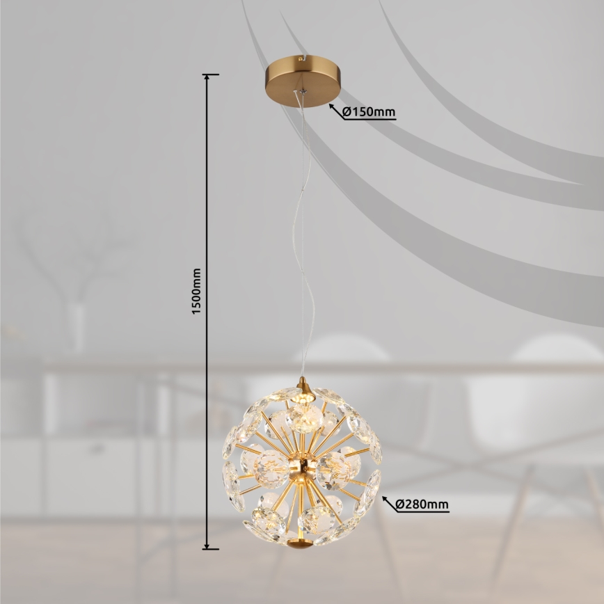 Globo - LED-Hängeleuchte mit Kabelaufhängung LED/12W/230V 3000K goldfarben