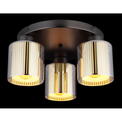 Globo - Deckenleuchte, 3-flammig, 3xE27/60W/230V, glänzender Chrom, Ø 34,5 cm