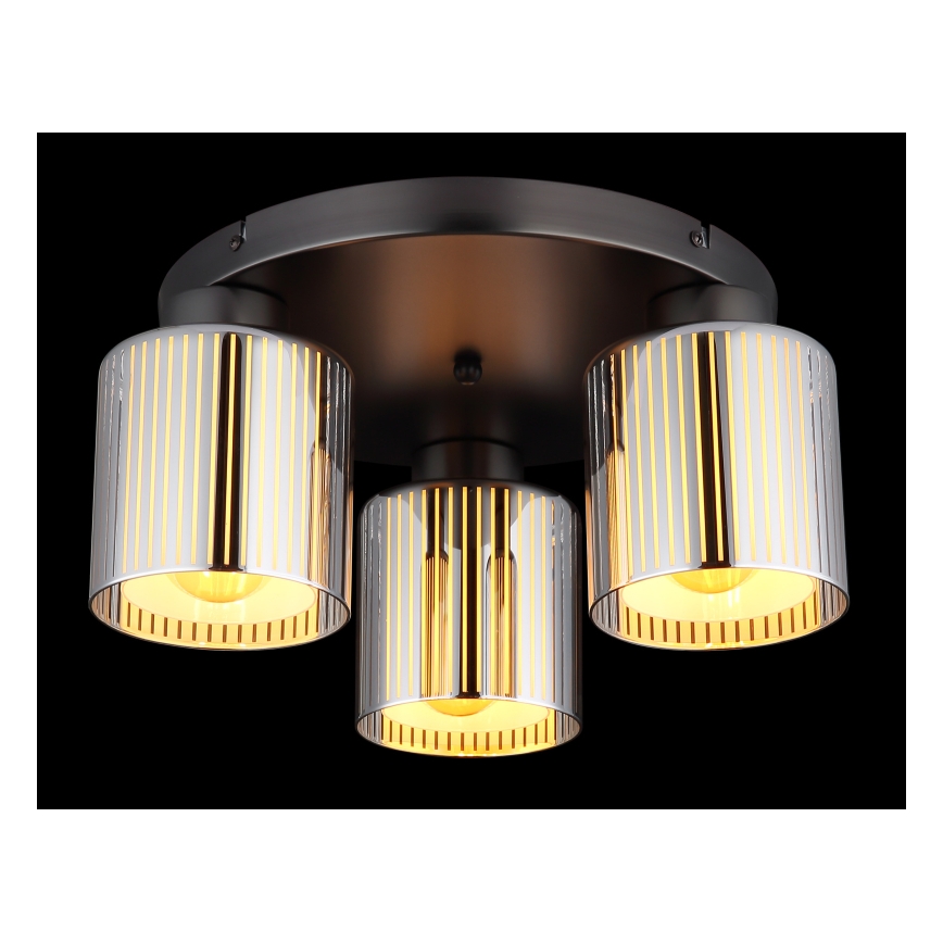 Globo - Deckenleuchte, 3-flammig, 3xE27/60W/230V, glänzender Chrom, Ø 34,5 cm