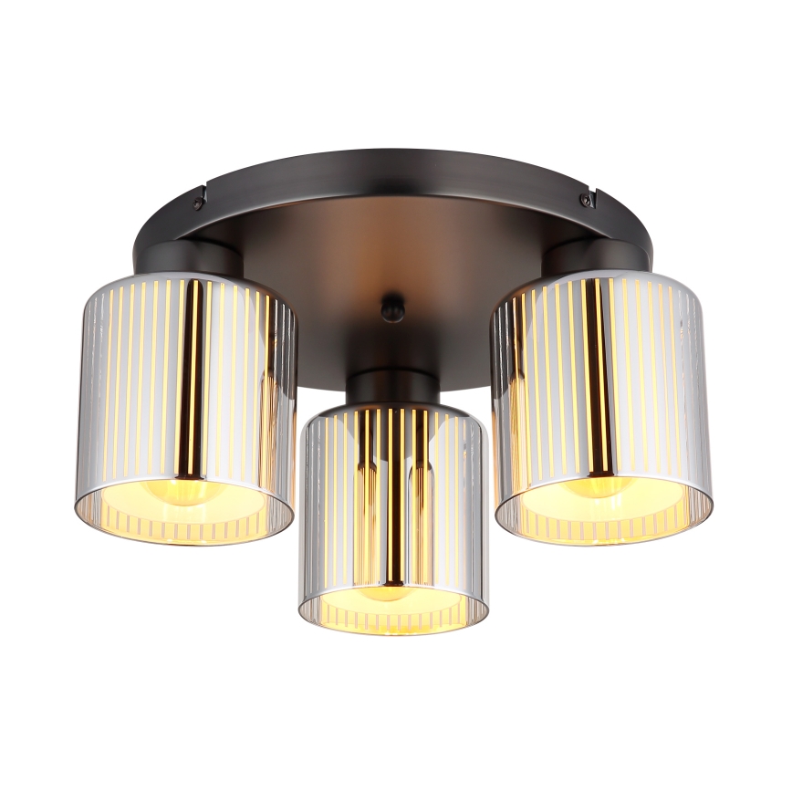 Globo - Deckenleuchte, 3-flammig, 3xE27/60W/230V, glänzender Chrom, Ø 34,5 cm