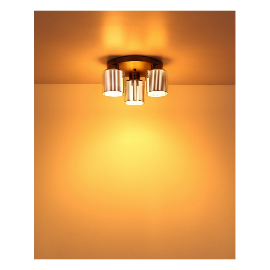 Globo - Deckenleuchte, 3-flammig, 3xE27/60W/230V, glänzender Chrom, Ø 34,5 cm