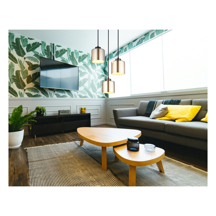 Globo - Lampadario a sospensione con filo 3xE27/60W/230V cromo lucido diametro 33 cm