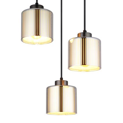 Globo - Lampadario a sospensione con filo 3xE27/60W/230V cromo lucido diametro 33 cm