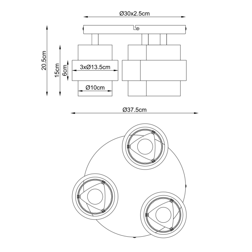 Globo - Plafoniera 3xE27/40W/230V