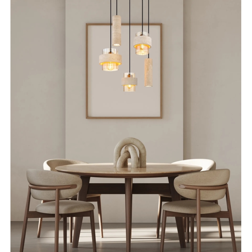 Globo - Suspension sur câble 3xE27/40W/230V + 2xGU10/10W travertin