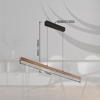 Globo - LED-dimmbarer Touch-Pendelleuchte an Kabel LED/24W/230V + LED/3W 3000K braun
