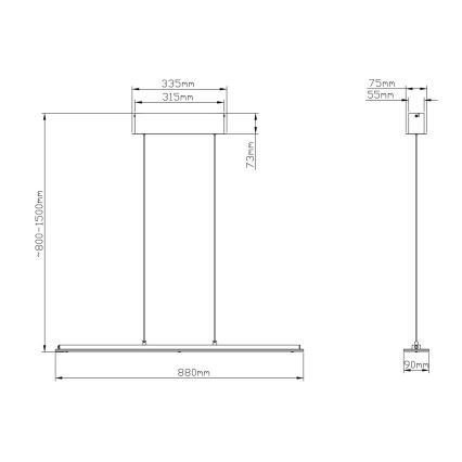 Globo - Touch-dimmbare LED-Pendelleuchte am Kabel LED/20W/230V 3000/4000/6500K