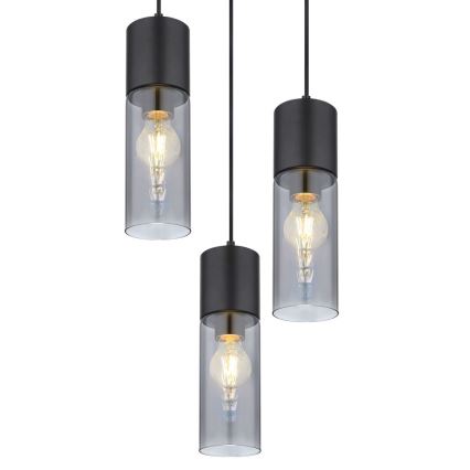 Globo - Lampadario a sospensione con filo 3xE27/25W/230V diametro 30 cm nero