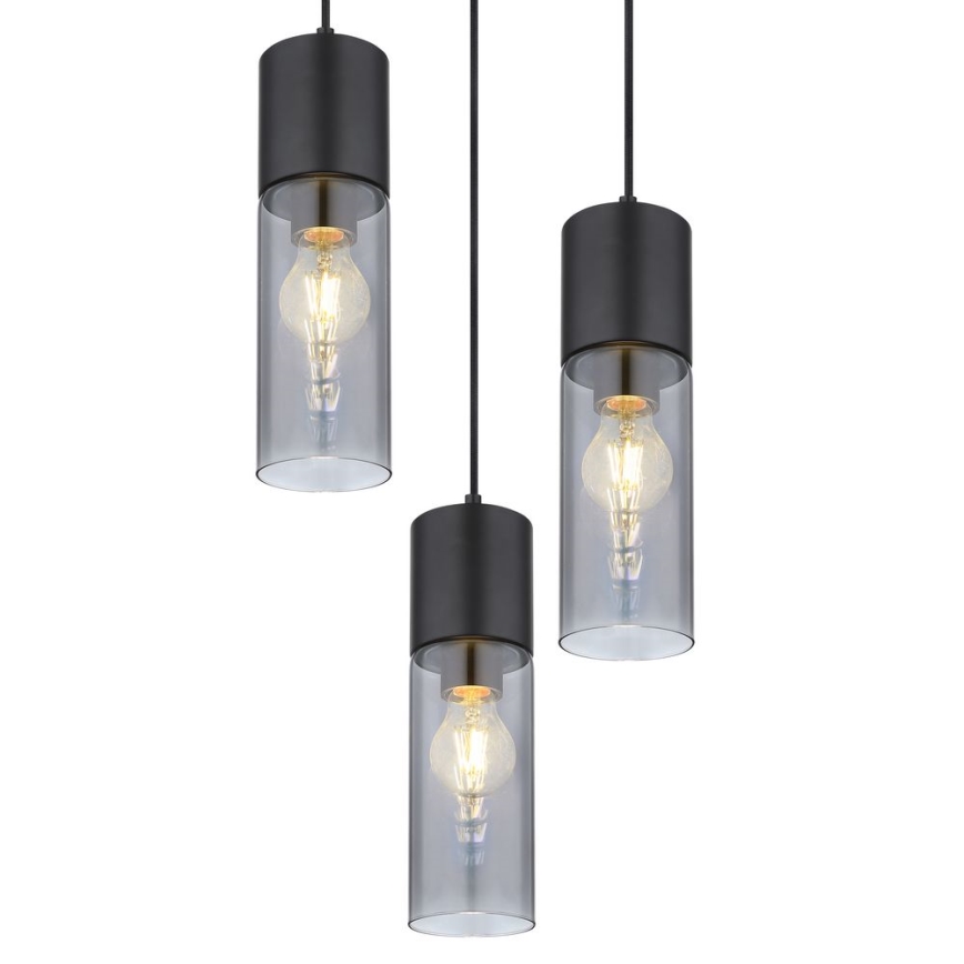 Globo - Lampadario a sospensione con filo 3xE27/25W/230V diametro 30 cm nero