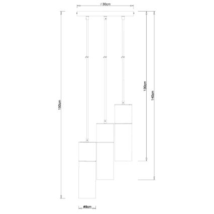Globo - Lampadario a sospensione con filo 3xE27/25W/230V diametro 30 cm nero