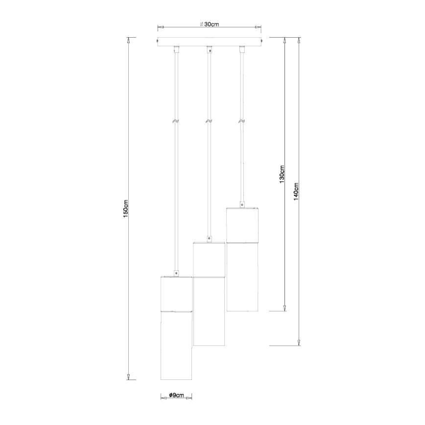 Globo - Lampadario a sospensione con filo 3xE27/25W/230V diametro 30 cm nero
