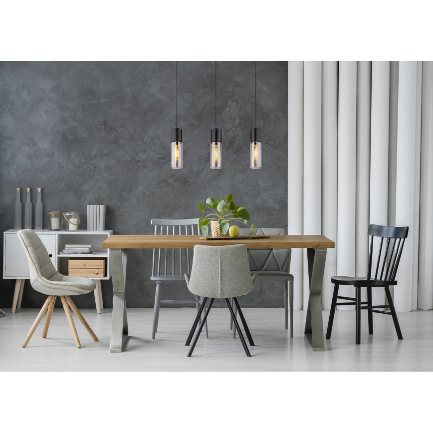 Globo - Suspension sur câble 3xE27/25W/230V noire