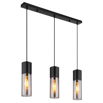 Globo - Suspension sur câble 3xE27/25W/230V noire