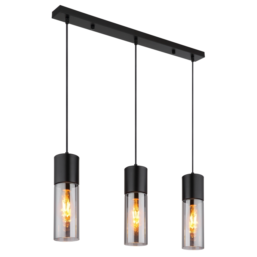 Globo - Suspension sur câble 3xE27/25W/230V noire