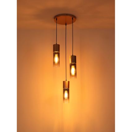 Globo - Suspension filaire 3xE27/25W/230V bronze d. 34 cm