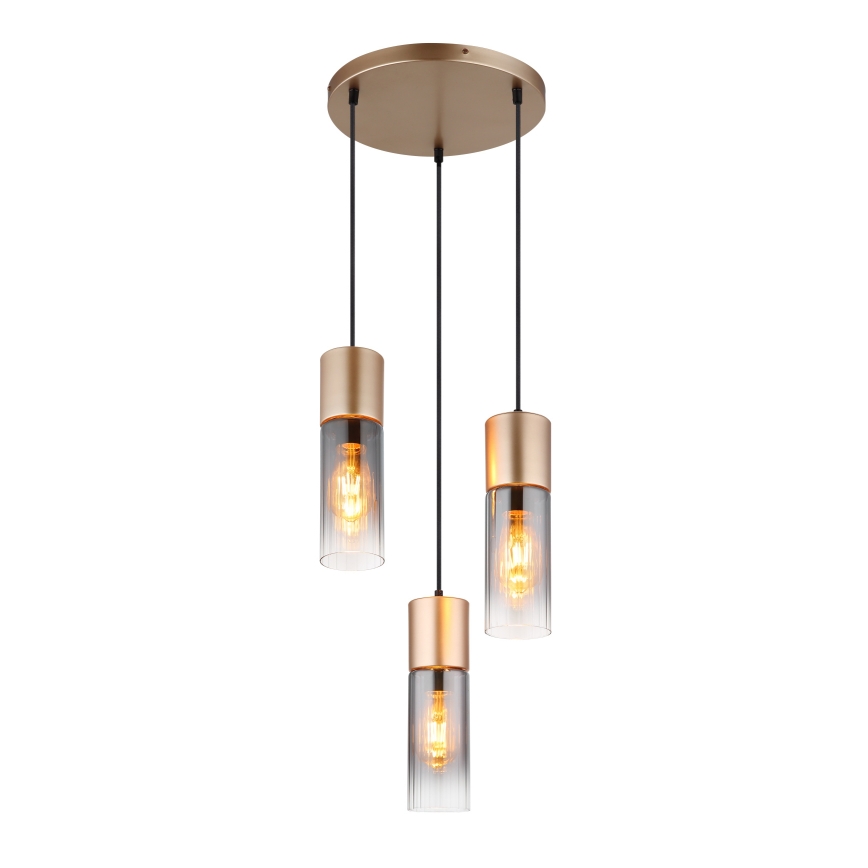 Globo - Suspension filaire 3xE27/25W/230V bronze d. 34 cm