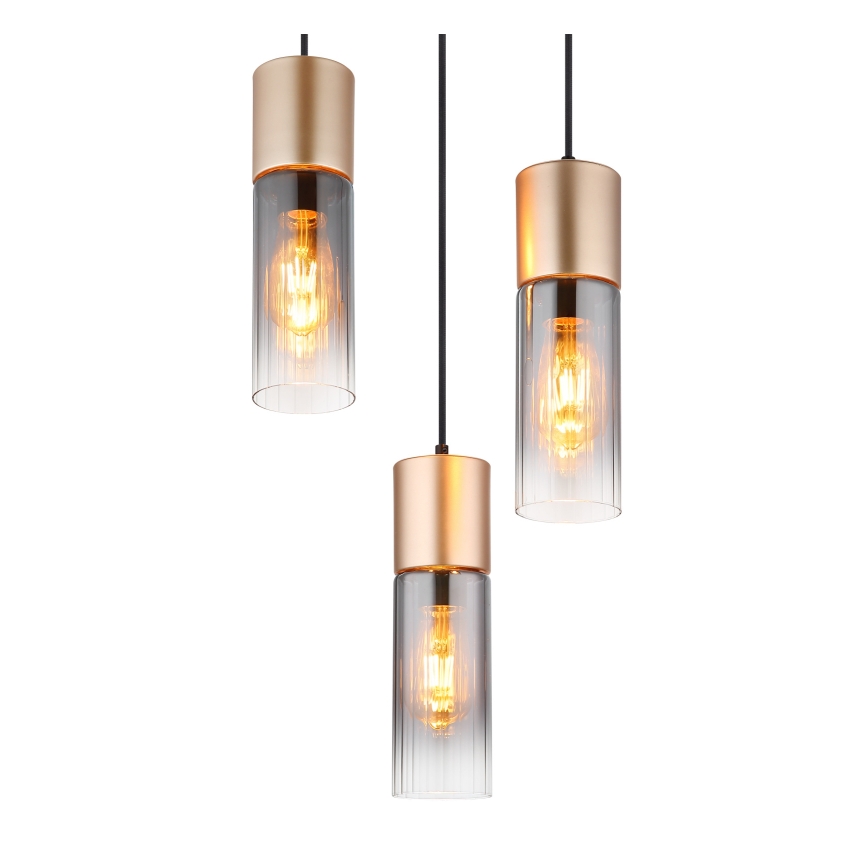 Globo - Suspension filaire 3xE27/25W/230V bronze d. 34 cm