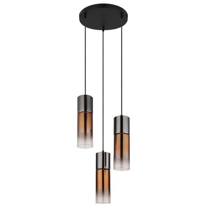 Globo - Lampadario a sospensione con filo 3xE27/25W/230V nero/rame