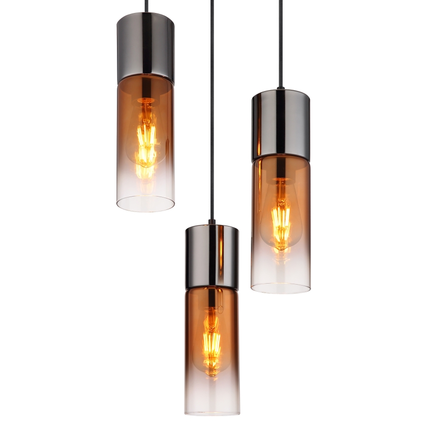 Globo - Lampadario a sospensione con filo 3xE27/25W/230V nero/rame