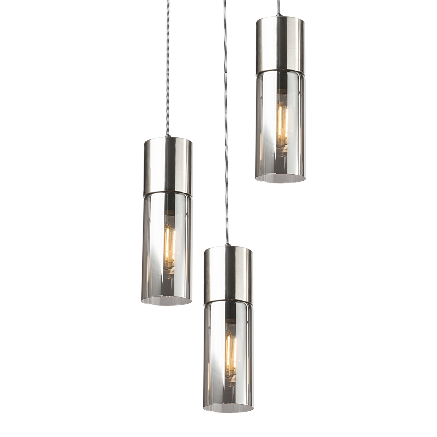 Globo - Lampadario a sospensione con filo 3xE27/25W/230V diametro 30 cm cromo opaco