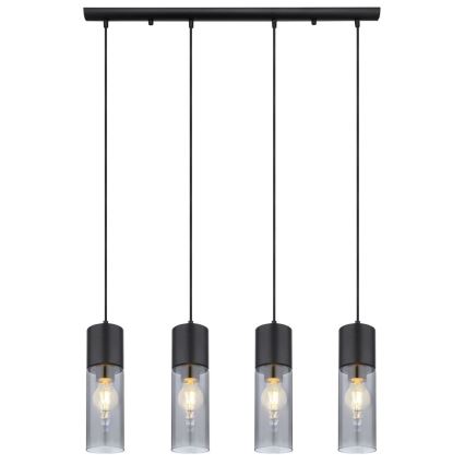 Globo - Suspension filaire 4xE27/25W/230V noir