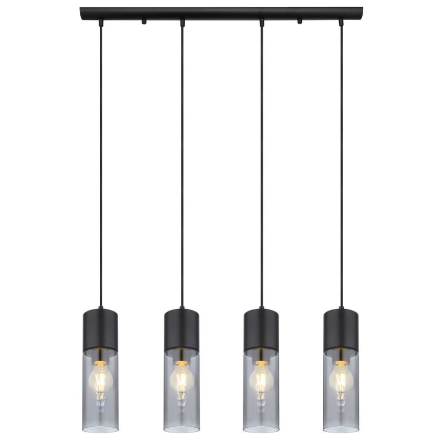 Globo - Suspension filaire 4xE27/25W/230V noir